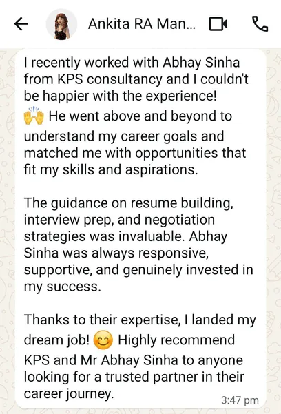 Candidate testimonial